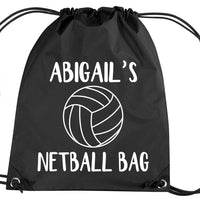 Personalised Netball Drawstring Bag with Name
