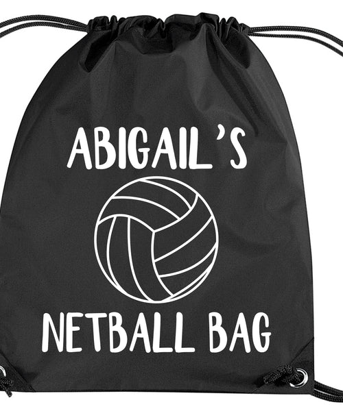 Personalised Netball Drawstring Bag with Name