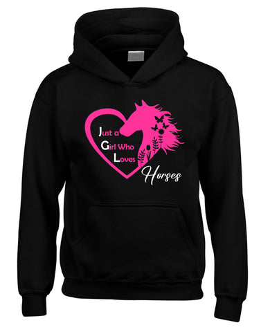 Sweat à capuche Just a girl who loves Horses (D3) Equestrian Horse 
