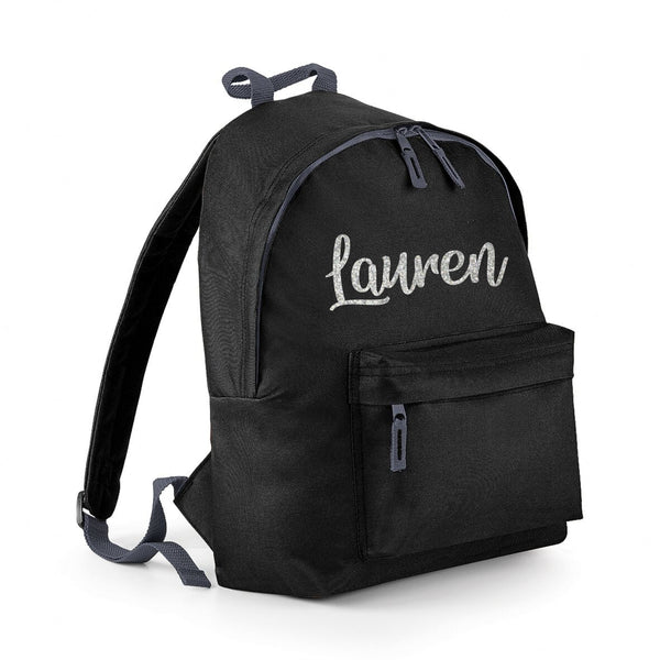 Personalised Girl's Named Backpack with Glitter Print