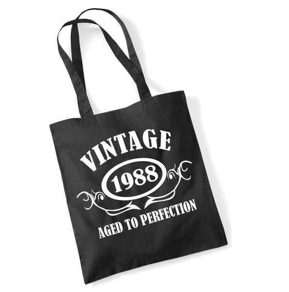 Personalised Year 'Vintage (Insert Year)' Birthday Tote Shopping Re-usable Bag Birthday Gift