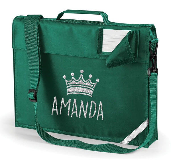Personalised Crown Bookbag with Glitter Print