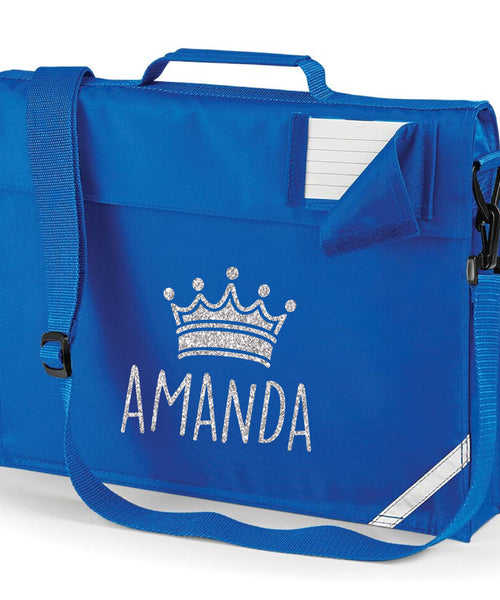 Personalised Crown Bookbag with Glitter Print
