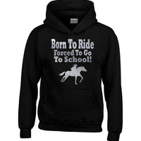 Born to Ride, Forced to go to School Sweat à capuche Horsey avec imprimé argenté étincelant 