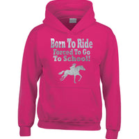 Born to Ride, Forced to go to School Sweat à capuche Horsey avec imprimé argenté étincelant 