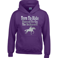 Born to Ride, Forced to go to School Sweat à capuche Horsey avec imprimé argenté étincelant 