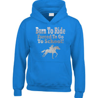 Born to Ride, Forced to go to School Sweat à capuche Horsey avec imprimé argenté étincelant 