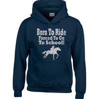 Born to Ride, Forced to go to School Sweat à capuche Horsey avec imprimé argenté étincelant 