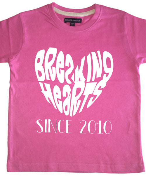 Personalised Breaking Hearts Children's T-Shirt with year