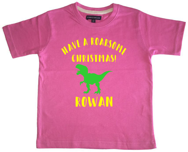 Personalised Have a Roarsome Christmas with Name! Children's T-shirt