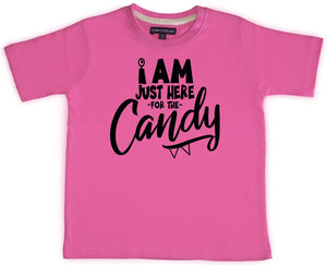 I am just here for the candy kid's Halloween T-Shirt