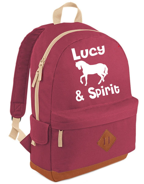 Personalised Named Horse and Rider Heritage Backpack