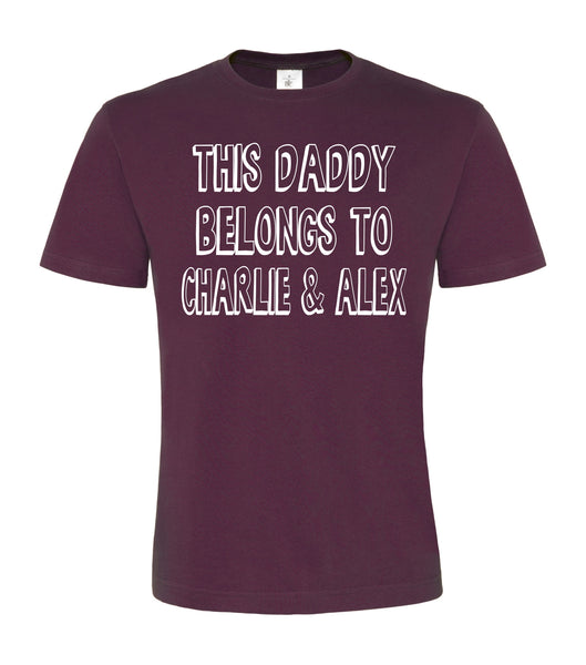 T-shirt unisexe personnalisé 'Ce papa appartient à...' D2 