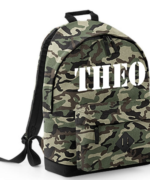 Personalised Stencil Name Camouflage Backpack