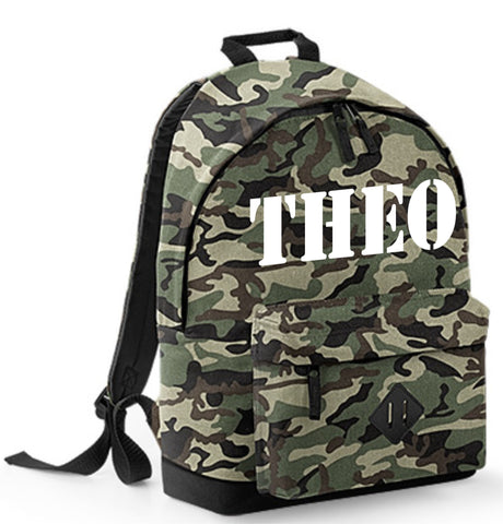 Personalised Stencil Name Camouflage Backpack