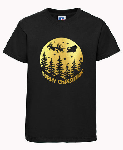 T-shirt X'MAS Tree design adulte avec imprimé doré ou noir