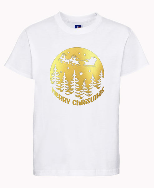 Adult X'MAS Tree design T-Shirt with Gold or Black print