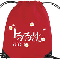 Personalised Daisy Ditsy Drawstring Bag with Name and Class