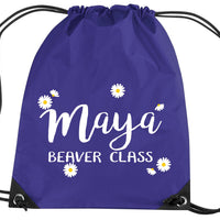 Personalised Daisy Ditsy Drawstring Bag with Name and Class
