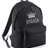 Personalised Crown Backpack with Glitter Print