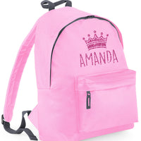 Personalised Crown Backpack with Glitter Print