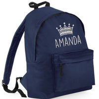 Personalised Crown Backpack with Glitter Print