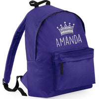 Personalised Crown Backpack with Glitter Print