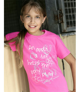 Une pomme par jour aide le poney à jouer T-shirt rose