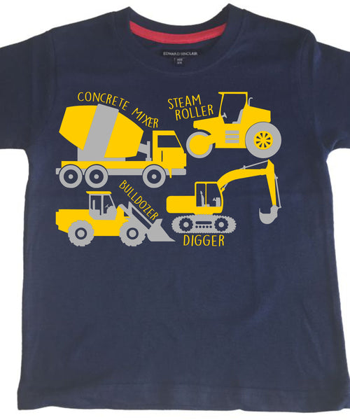 T-shirt pour enfants Construction Collage (Digger, bulldozer et plus) 