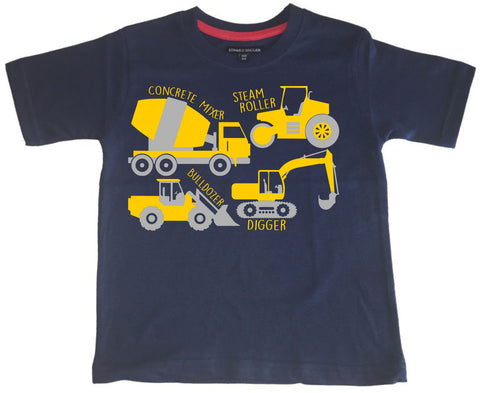 T-shirt pour enfants Construction Collage (Digger, bulldozer et plus) 