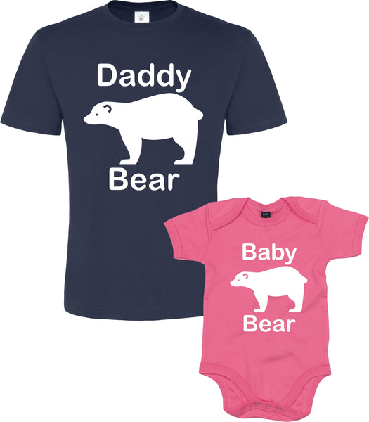 Ensemble t-shirt et body bébé papa ours et bébé ours 