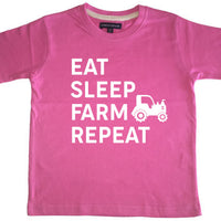 Mangez Sleep Farm Répétez l'agriculture Funny Kids T-shirt 