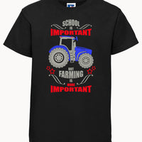 School is important but farming is more important Children's T-Shirt
