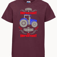 School is important but farming is more important Children's T-Shirt