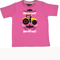 School is important but farming is more important Children's T-Shirt