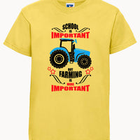 School is important but farming is more important Children's T-Shirt