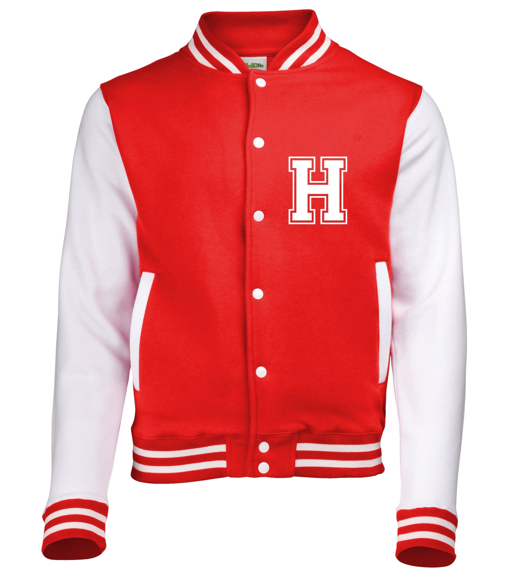Red white varsity jacket top