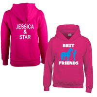Personalised Best Friends Horsey Hoodie with 2 Names on Back