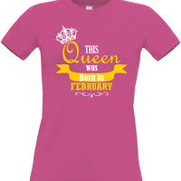 Personalised This Queen is Born in Month Women's Fitted Birthday T-Shirt