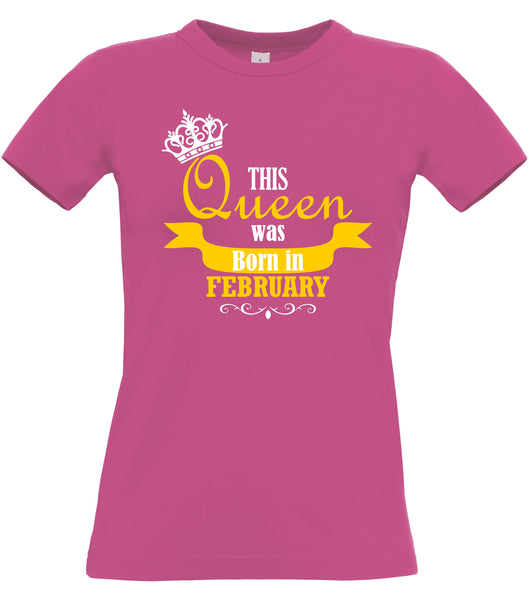 Personalised This Queen is Born in Month Women's Fitted Birthday T-Shirt