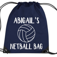 Personalised Netball Drawstring Bag with Name