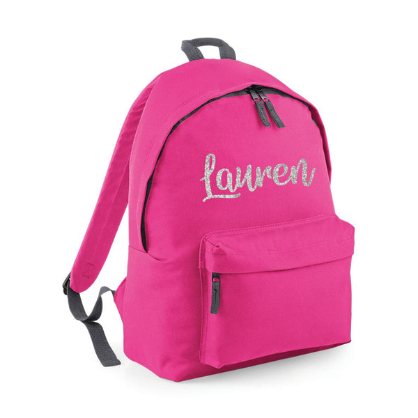 Personalised Girl's Named Backpack with Glitter Print