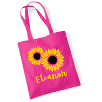 Personalised Sunflower Tote Bag with Yellow & Black Print