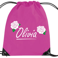 Personalised English Rose Drawstring Bag