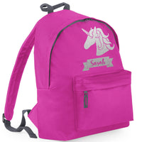 Personalised Unicorn (Design 2) Backpack with Glitter Print