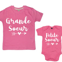 Arrow Grande Soeur & Petite Soeur Bubbleum Pink T-shirt and Bubblegum Pink Baby Bodysuit