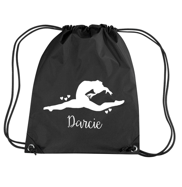 Personalised Gymnast and Name Drawstring Bag