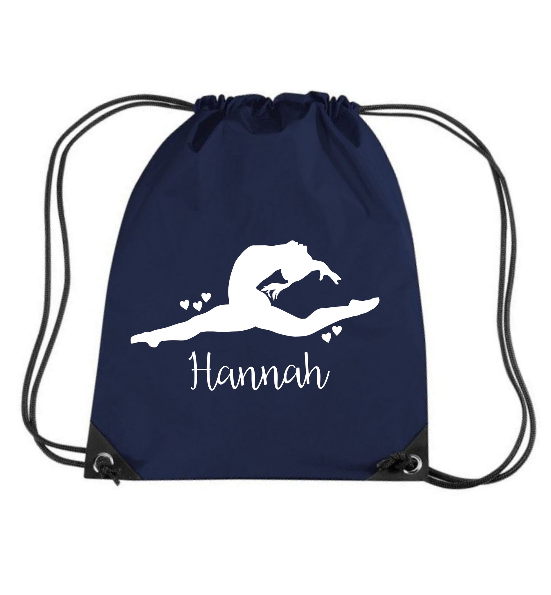 Personalised Gymnast and Name Drawstring Bag