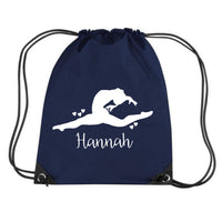Personalised Gymnast and Name Drawstring Bag