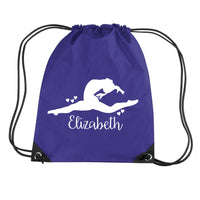 Personalised Gymnast and Name Drawstring Bag